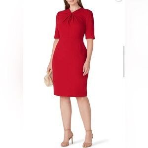 LK Bennett Red Twist-Neck Midi Dress